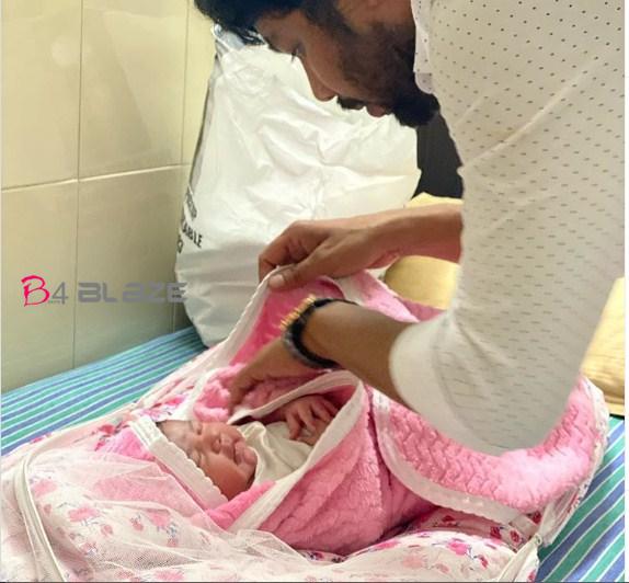 Sharafudheen with new born baby