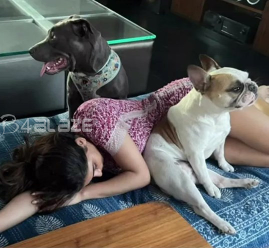 Samantha with her dogs
